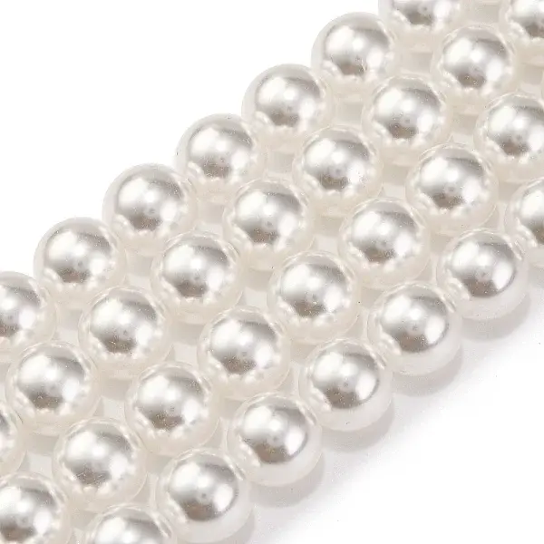 Baking Painted Pearlized Glass Pearl Round Bead Strands
