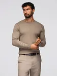 Ombre BASIC men's classic viscose sweater with round neckline - dark beige