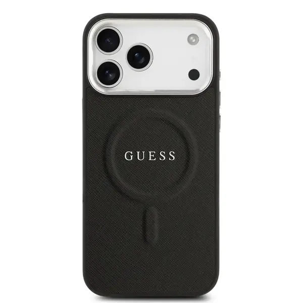 Ochranný kryt Guess PU Saffiano MagSafe pro Apple iPhone 17 Pro Max, černá