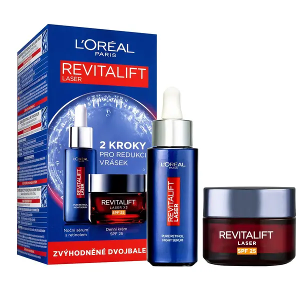 Loréal Paris Revitalift Laser set noční sérum s retinolem 30 ml + denní krém SPF25 50 ml