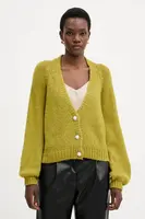Kardigan s příměsí vlny Haveone dámský, zelená barva, JIT-P021