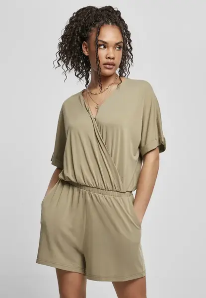 Women's short modal jumpsuit in khaki color