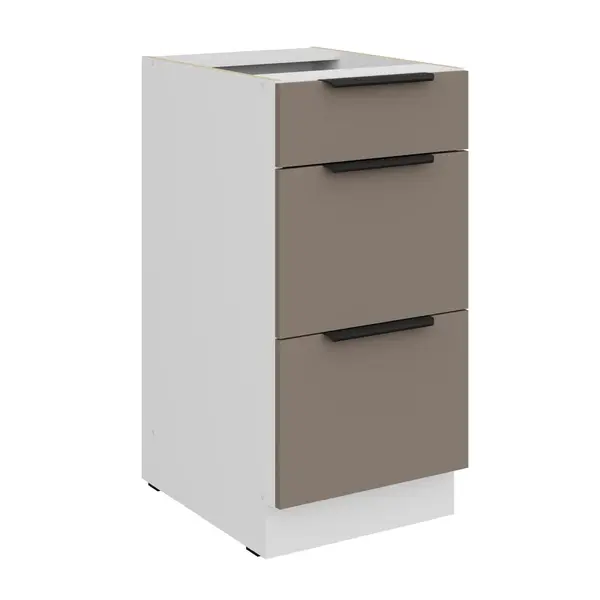 Spodní skříňka Aria 40 D 3S BB - Premium Box Barva korpusu: Bílá, Barva dvířek: TA - Sandgrau AFM