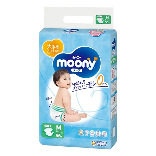 Japonské plienky Moony Air Fit veľ.M pre 6-11 kg / 56 ks