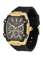 GUESS Analógové hodinky 'Phoenix'  zlatá / svetlosivá / čierna