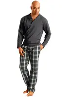 H.I.S Dlhé pyžamo  sivá / zelená