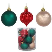 Sada 12 ozdoby v trubice zelená/zlatá/červená