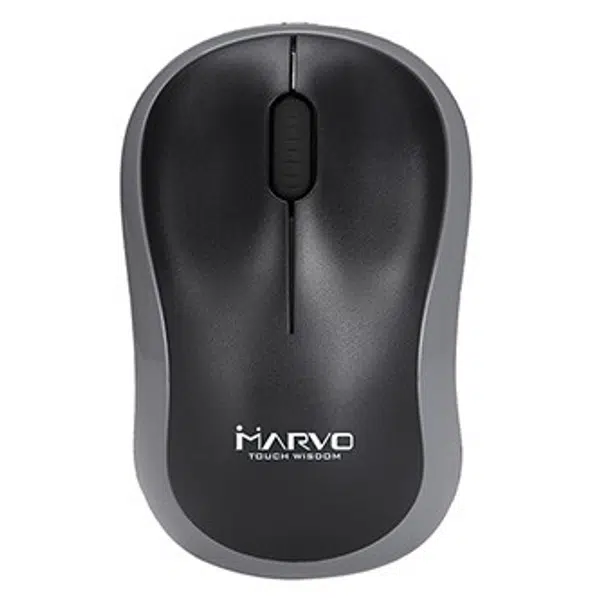 Marvo Myš DWM100GY, 1000DPI, 2.4 [GHz], optika, 3tl., bezdrátová, černo-šedá, 1 ks AA, kancelářská