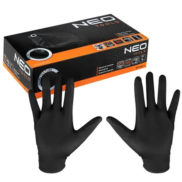 NEO nitrilové rukavice černé L – 100 ks