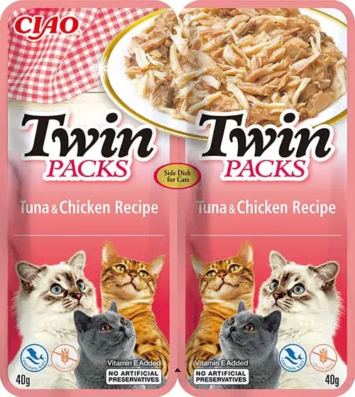 Inaba Cat Ciao Twin Packs želé krmivo pre mačky - kura, tuniak 3 x (4 x 14 g)