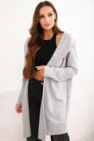 Kesi Dámska bavlnená bunda s kapucňou a predĺženým predným dielom šedá