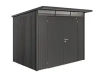 Domek na nářadí AVANTGARDE A5, šedá metalíza, dvoukřídlé dveře BH17059