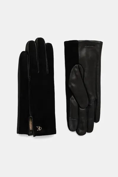 Kožené rukavice Calvin Klein dámské, černá barva, LV04F9006G