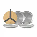 Sada piknikových talířů s víkem a rukojetí Black and Blum 25 cm 4-pack šedá barva