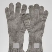 Smart gloves made of a knitted heather grey wool blend