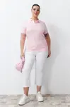 Trendyol Curve Pink Polo Neck Knitted T-shirt