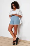 Trendyol Curve Light Blue Pocket and Leg Tassel Detailed Mini Denim Shorts