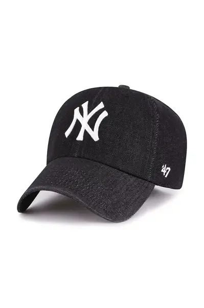 Bavlněná baseballová čepice 47 brand MLB New York Yankees černá barva, B-LENON17DGS-BK