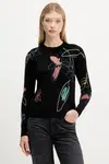 Sveter Desigual ARTY čierna farba, ľahký, 25WWJF33