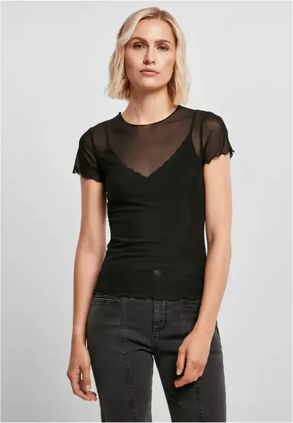 Women's mesh T-shirt in black color
