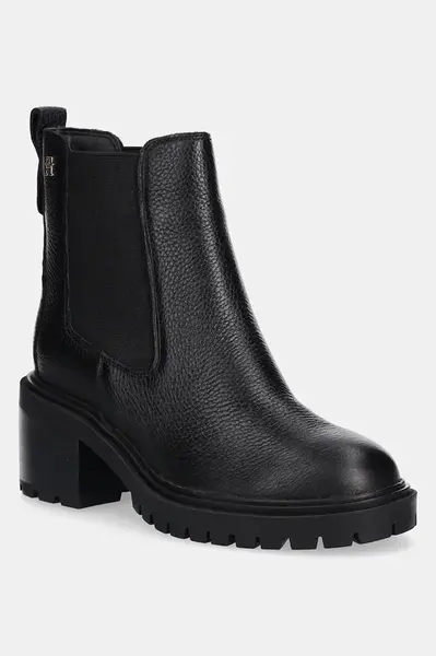 Kožené kotníkové boty Tommy Hilfiger TH LEATHER CHELSEA CLEATED HEEL