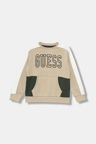 Dětská bavlněná mikina Guess béžová barva, vzorovaná, N5BQ01 KAX74