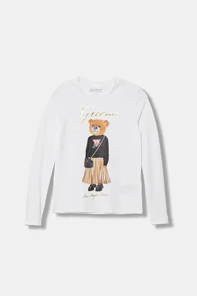 Dětské tričko s dlouhým rukávem Guess bílá barva, J5BI16 J1314