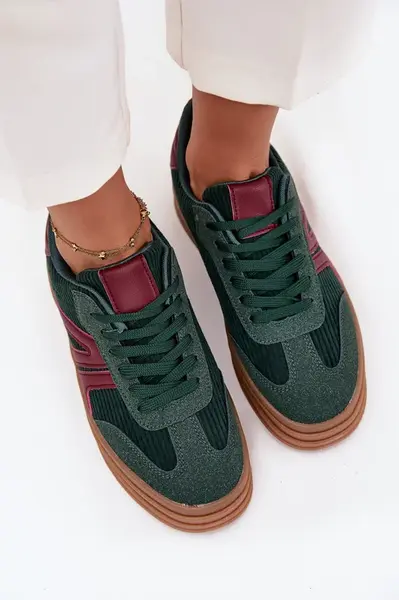 Boto Sametové dámské tenisky na platformě Zelené Skye