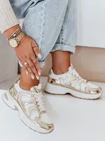 Sneakersy damskie na płaskiej podeszwie GLISSWALK złote Dstreet