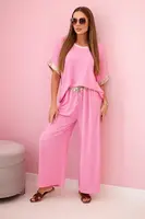 Kesi Włoski Viskózový komplet se zlatým lemováním světle růžová