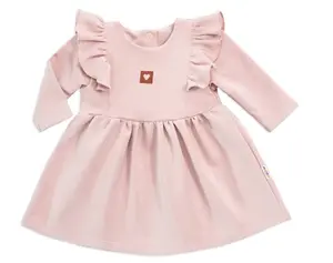 Baby Nellys Dětské teplákové šaty, tunika Vintage Love - starorůžové. vel. 68