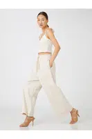 Koton Džíny s elastickým pasem Kalhoty Wide Crop Leg