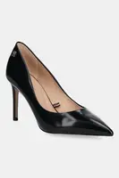 Kožené lodičky Tommy Hilfiger CLOSED PUMP ABRASIVATO černá barva, FW0FW08969