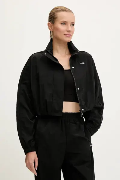 Bunda Guess NINA černá barva, přechodná, oversize, V5YL00 WHCH2