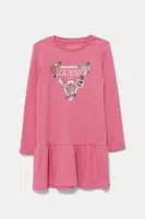 Dětské bavlněné šaty Guess růžová barva, mini, K3YK13 KA6W4