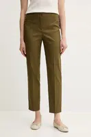 Kalhoty Sisley dámské, zelená barva, přiléhavé, high waist, 4SI0LF074
