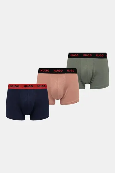 HUGO boxerky pánské bavlněné s elastanem TRUNK TRIPLET PACK 3-pack