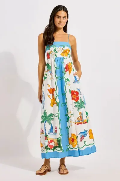 Seafolly letní šaty se lnem Maxi
