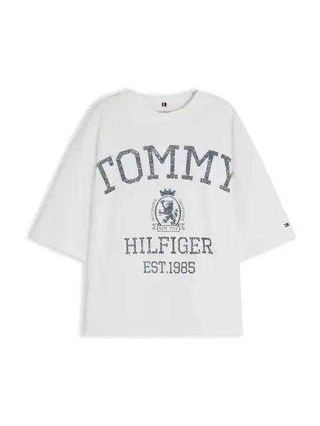 TOMMY HILFIGER Tričko 'VARSITY CREST'  opálová / biela