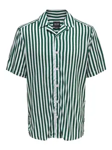 Only & Sons Košeľa 'Wayne'  tmavozelená / biela
