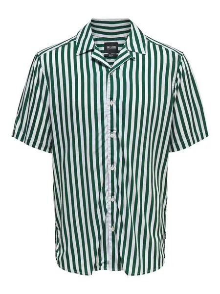 Only & Sons Košeľa 'Wayne'  tmavozelená / biela
