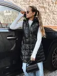 Dámska čierna prešívaná vesta s kapucňou