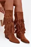 Boto Izolované Kobylky Ženské S Fringes Camel Brivina