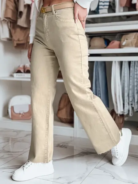 Dámske béžové rifle wide leg LUXEFLOW