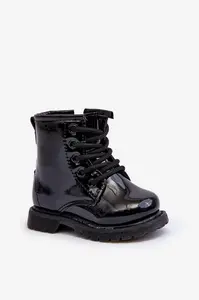 Boto Black Tibbie Baby Boots lakovaný zipsom