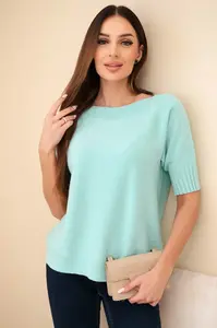 Dámsky oversized sveter s krátkym rukávom