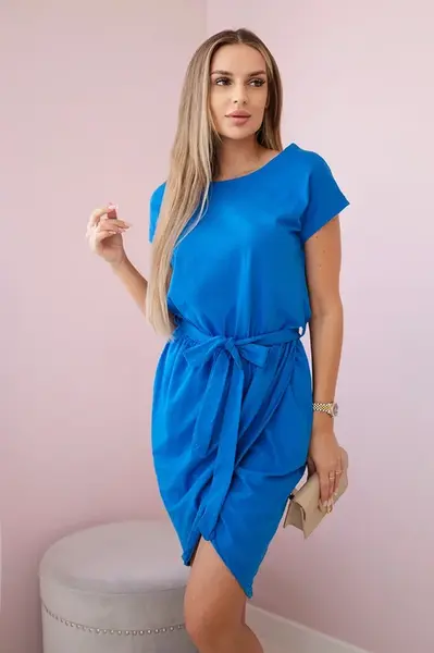 Tied dress with a clutch bottom - purple blue