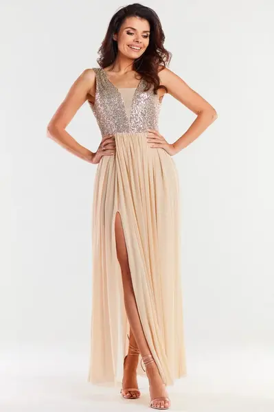 Awama Woman's Dress A486 Beige