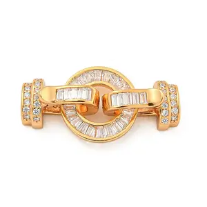 925 Sterling Silver Micro Pave Clear Cubic Zirconia Fold Over Clasps