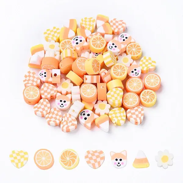 35Pcs 7 Styles Handmade Polymer Clay Beads